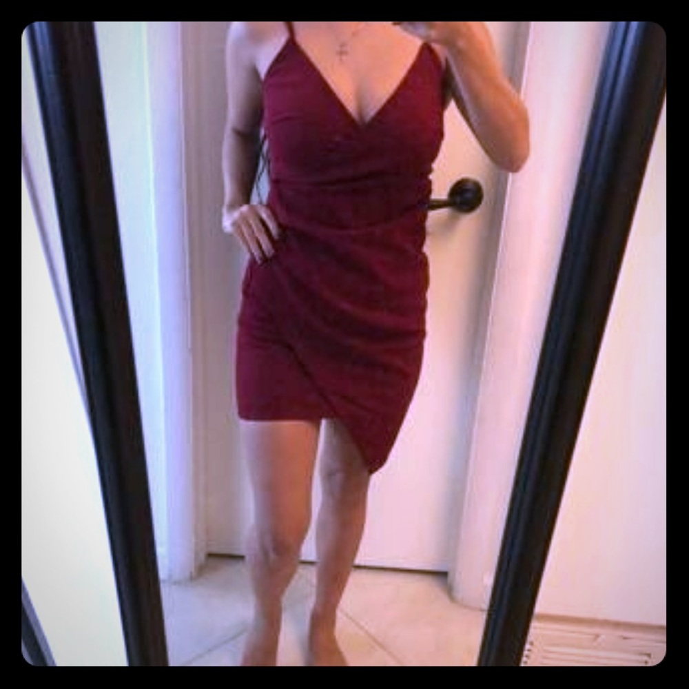 Ruched asymmetrical dress small